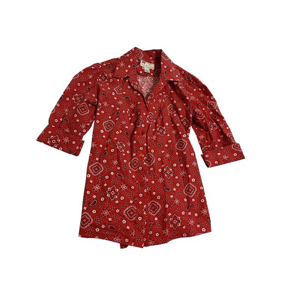 Carefree Fashions Vintage Bandana Print Top in Red - Picture 1 of 3